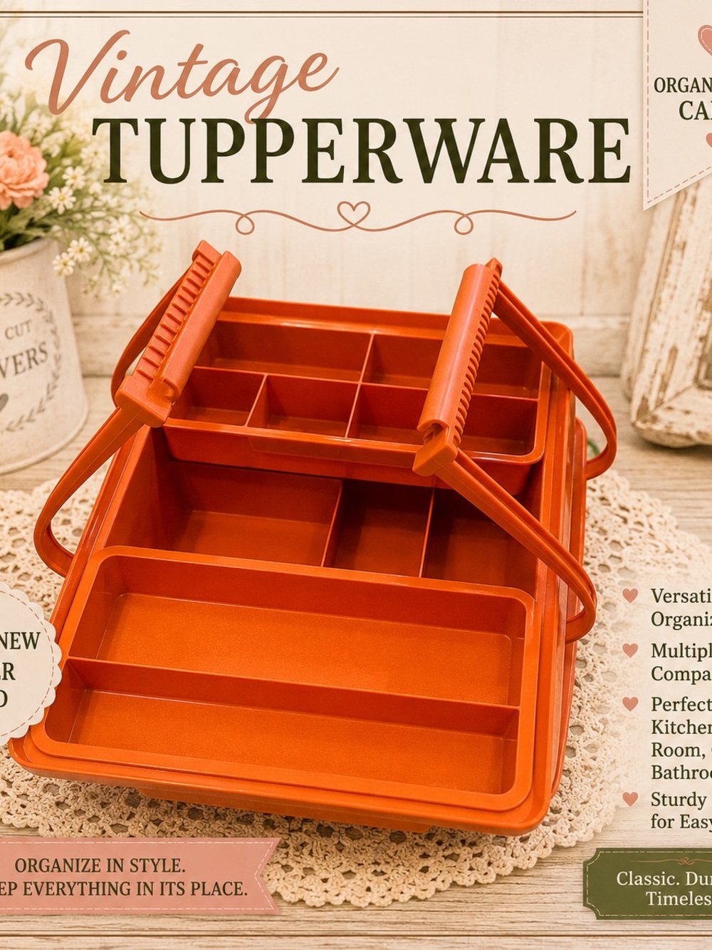 Tupperware Orange Multi-Compartment Carry Caddy